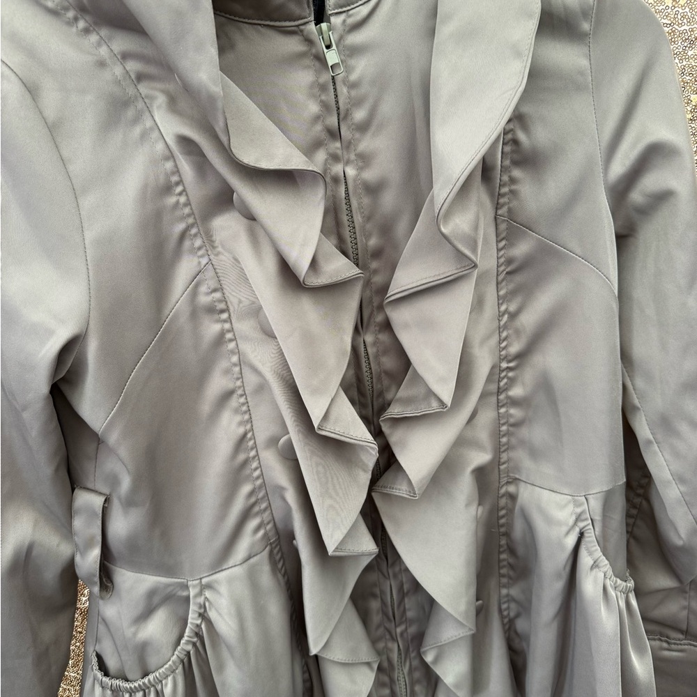 Ruby Rose Gray Ruffled Trench Coat - Picture 5 of 7